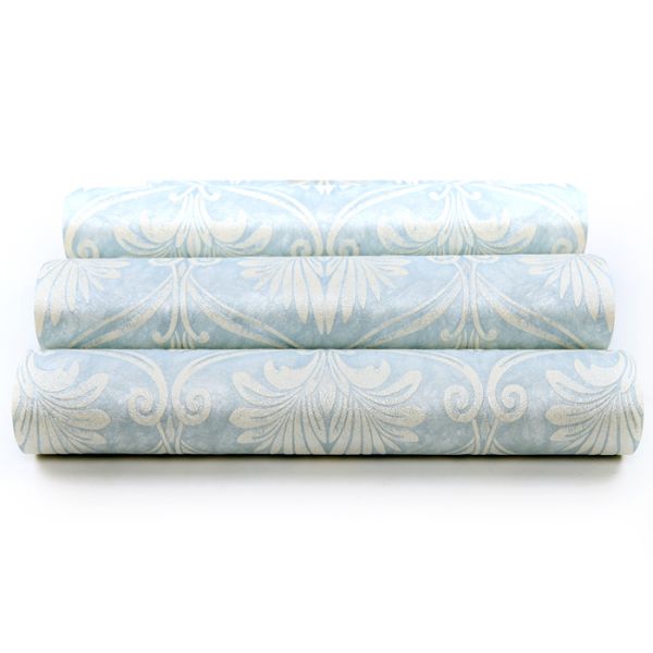 Soundproof Removable European Style Wallpaper , Blue 3d Silver Wallpaper