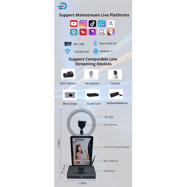 15.6 polegadas Smart Streaming Video Mixer Live Stream Switcher HDMI