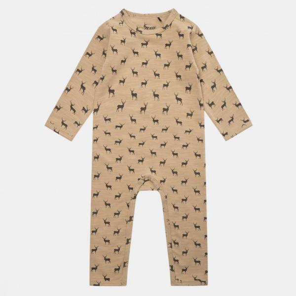 Newborn Baby Girl Deer Printed Romper Jumpsuit Long Sleeve Cotton Knit Bodysuit Romper