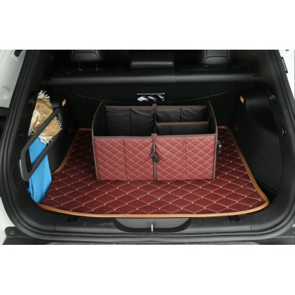 Waterproof Pu Leather Car Luggage Organizer , Foldable Car Storage Organizer