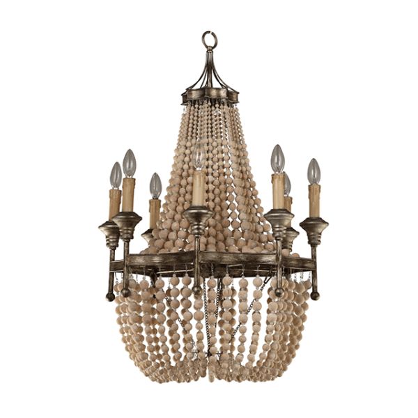 American white wood bead chandelier For dining room Kitchen Lighting (WH-CI-07)
