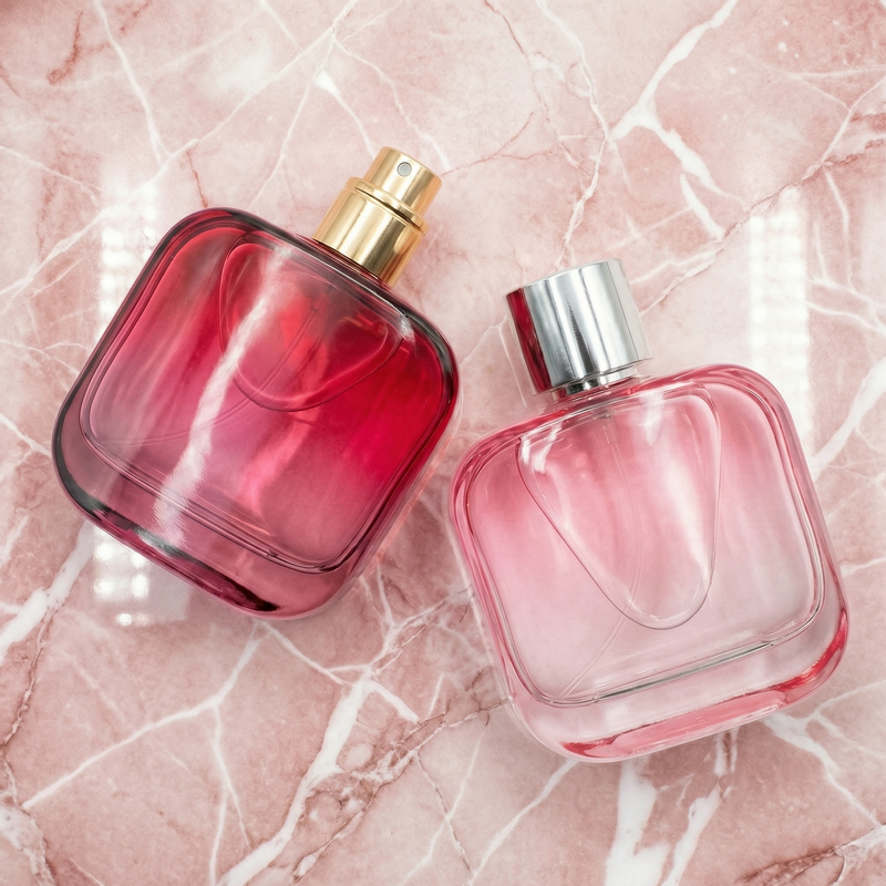 Anding Wholesale Empty Luxury Minimalist Modern Unique Rectangle Clear pink 90ml Custom Glass Perfume Bottle