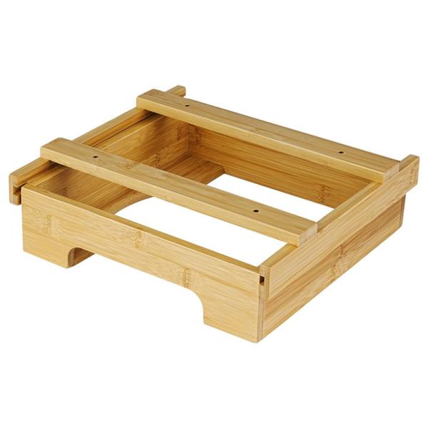 Adjustable Bamboo Kitchen Shelf Organiser Single Tier Under Cabinet Paper Plate Dispenser
