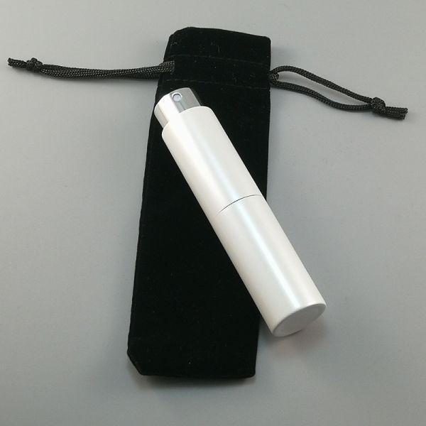 NEW Round White Marble Pattern Velvet Bag 8ml 10ml Aluminum Twist up Refillable Travel Perfume Atomizer