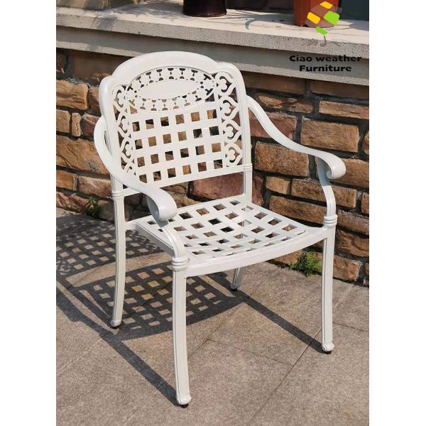 Die Casting Aluminum Luxury Patio Bistro Garden Balcony Furniture BBQ Waterproof Dining Table And Chair For Mail Packing