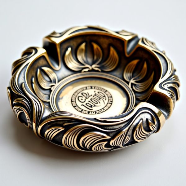 Premium Custom Antique Gold Metallic Ashtrays Quality Supplier For Unique Home Décor