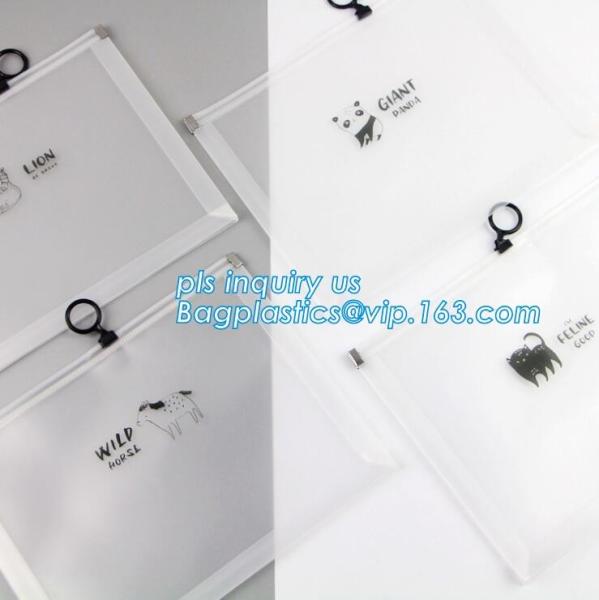 Fashion lock Packaging Bag with Slider Fashion PVC sealed stationery bag, stationery frosted pvc bag with slider