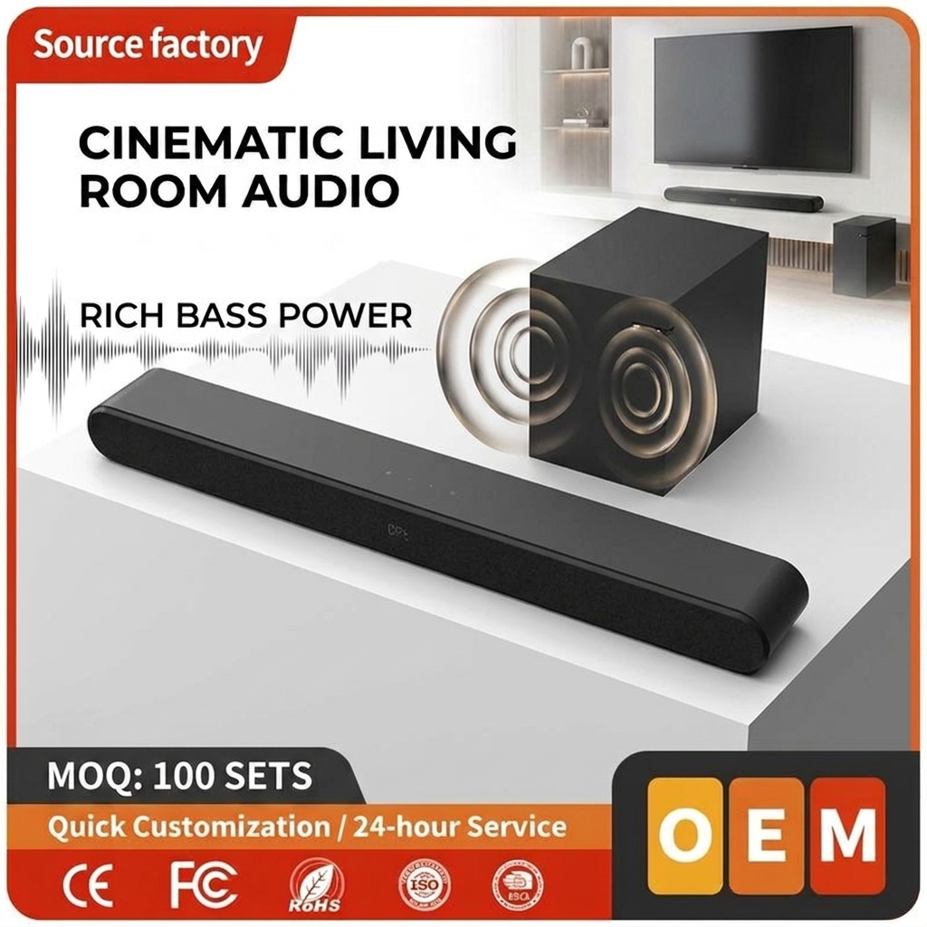 TV Soundbar Speaker ASW590-2.1 100W Subwoofer Karaoke Theater Bluetooth 5.0