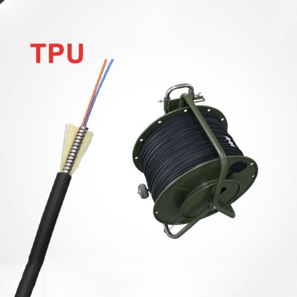 TPU Sheath 1/2 Core Customized Fiber Optic Cable Armored Tactical Grade Spring Tube SUS G652