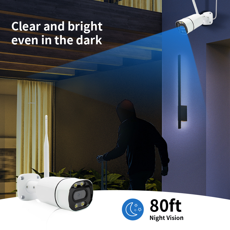 5mp Dual‑band Wifi Bullet Security Camera H.265 Dual‑light Night Vision Ai Human Detection Two‑way Audio Bluetooth Pairing Ip66 Outdoor Surveillance Camera Support Tf Card & Cloud Storage