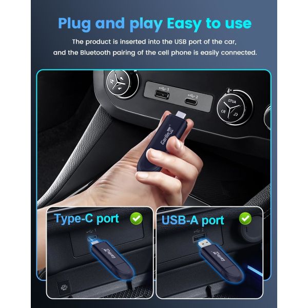 Wired To Wireless Carplay And Android Auto Adapter Automatic Connection Dongle