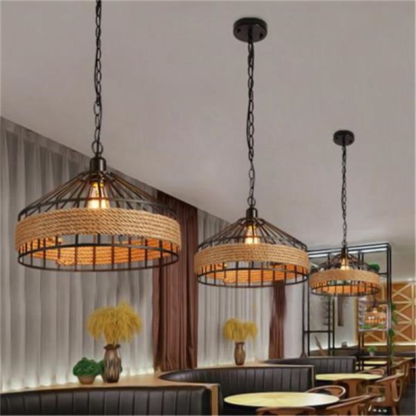Vintage  rope pendant light chandelier Lighting For dining room Kitchen (WH-VP-15)