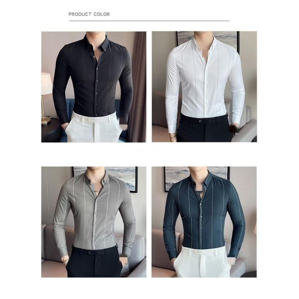 Нетканые офисные рубашки стройные классические мужские рубашки с неформальным стилем 100% хлопка