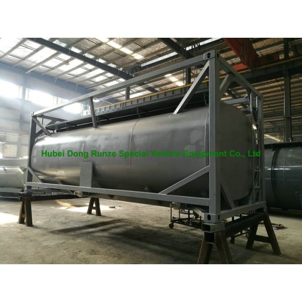 Chemical 20ft Tank Container For High Corrosive Hydrochloric Acid , Sodium Hypochlorite