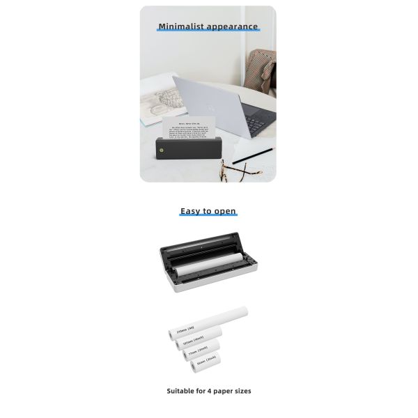 A4 portable thermal printer supports Android/Apple/Windows A4 thermal paper wireless inkless printing machine for mobile office