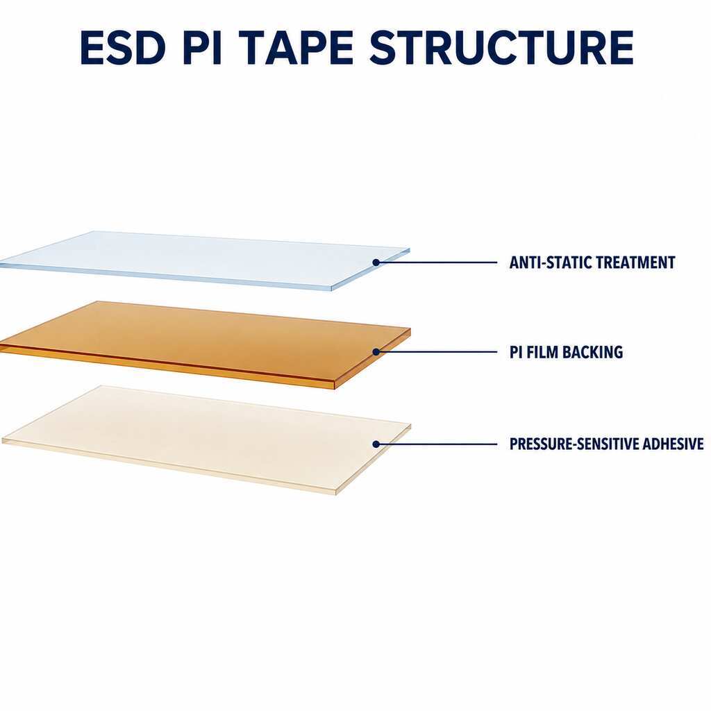 ESD Polyimide Tape (Anti-Static PI Tape / Low-Static PI Tape) – Single-Sided Silicone Adhesive for High-Temperature PCB Masking and Static-Sensitive Electronic Assembly