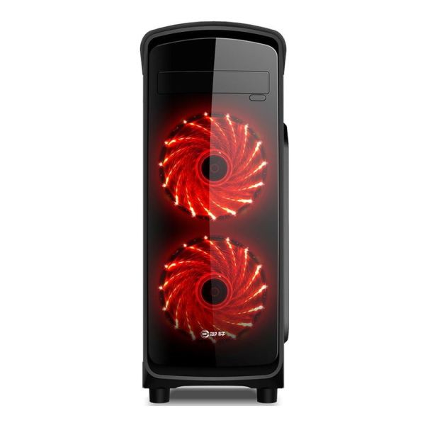 ETEK ATX Mid-Tower Case Acrylic Front & Side Panel Full Side View Черно-белый