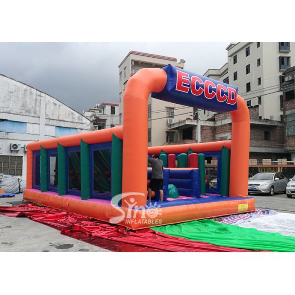 Giant Fun Adults Jumping Inflatable Obstacle Course For Challenge Run Party
