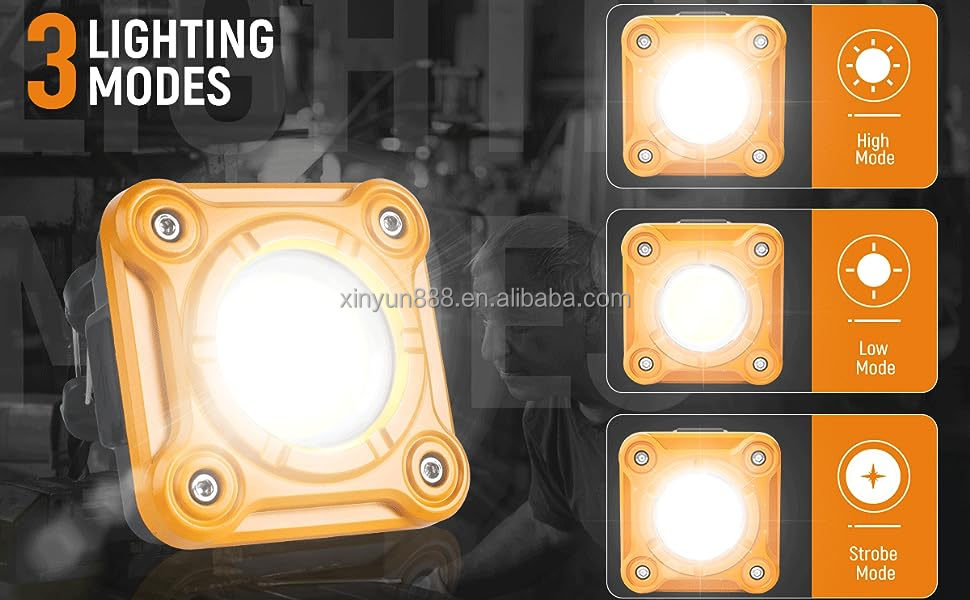 Hot Selling Outdoor Emergency MultiFunction Portable Work Led Light Magnetic Rechargeable Led Work Light With Hooks