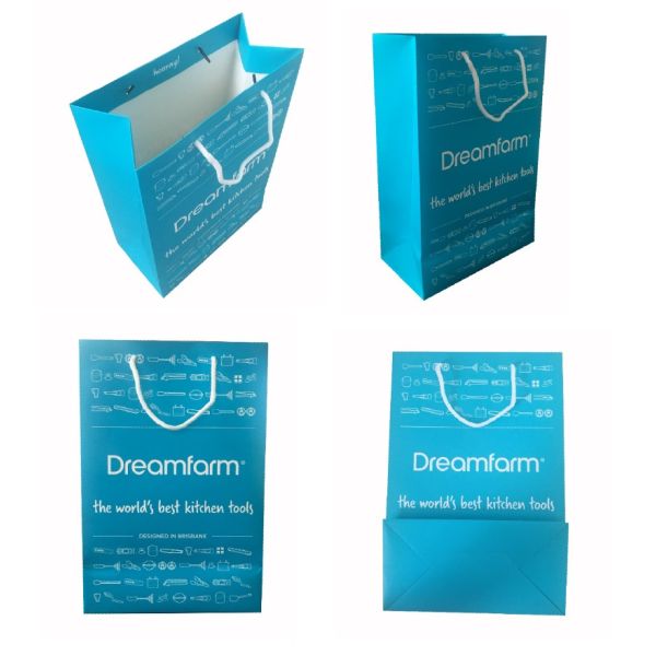 Customized Cardboard Gift Bags , Art Gift Paper Bulk Shopping Bags Blue Color