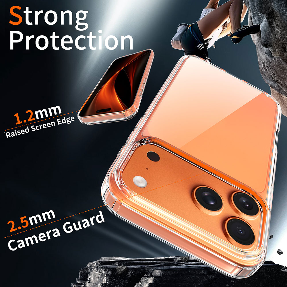 Shockproof Phone Case Transparent PC TPU Hybrid Drop Resistance Armor Mobile Phone Cover Clear Case for iPhone 17 Pro Max