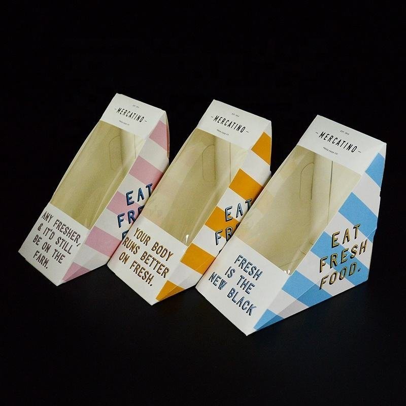 US Custom Triangular Shape Kraft Paper Sandwich Food Packaging Container Box Without Lid