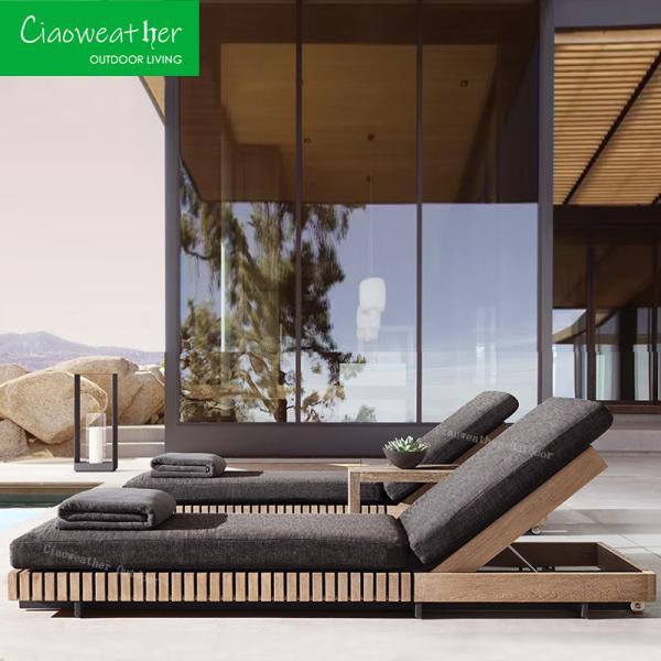 Teak Wood Sunlounger Sun Lounger for Hotel Restaurant Banquet Home Coffee Durable Wooden Chair Outdoor Recliner Lounge