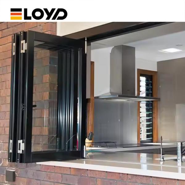 Triple-Panel Aluminum Folding Window with Double Tempered Glass