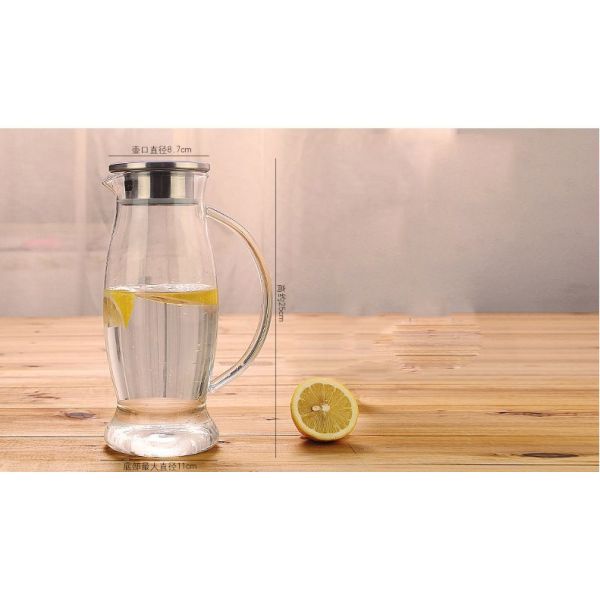50 Oz Iced Tea Glass Water Pitcher With Stainless Steel Lid / Spout Easy To Use