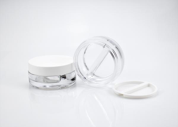 New Heavy Thick Dual Chamber 1OZ 2OZ 30*2ml Concentrate Glass Cosmetic Jar, Pressed Glass Jar For Day And Night Cream