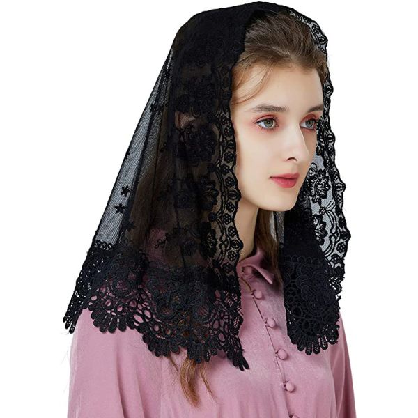 Y-Z White Bridal Embroidery Flower Lace Edged Bridal Veils for Hijab Ladies Women Shawl Muslim Veil Wedding
