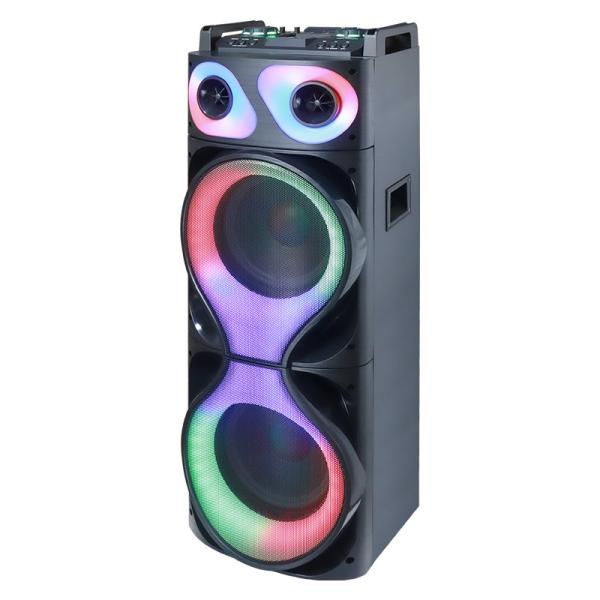 80 Watts Power Double 12 Inch Bluetooth Party Box Speaker With Colorful LED Light