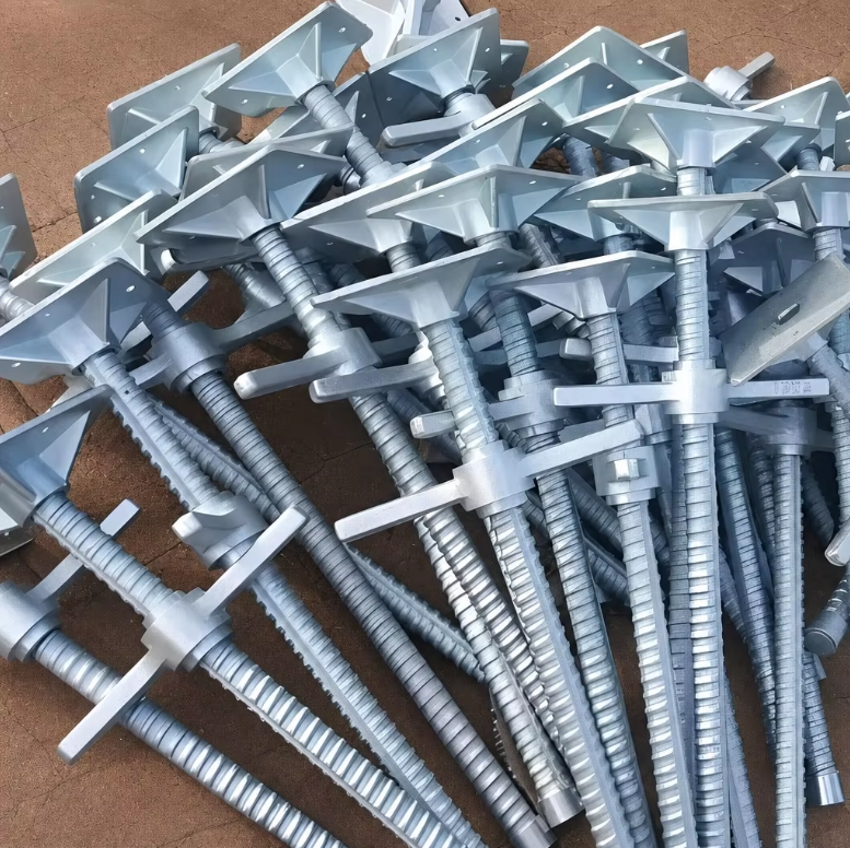 Fully Threaded Galvanized Steel Scaffolding Base Jack Square Base Plate Heavy Duty Adjustable Screw Jack Leveling Jack