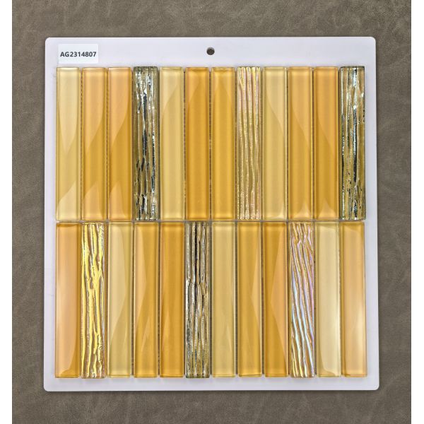 Mosaïques en verre murale jaune de 300x300 mm résistantes aux rayures et à l'eau pour salle de bain et bureau