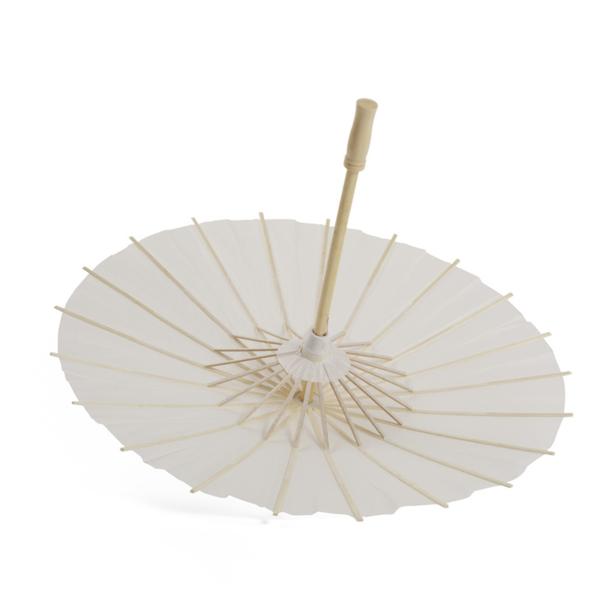 Traditional Handmade Parasol Chinese Paper Umbrella White Color Wood Handle