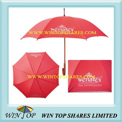 Auto Straight Wooden Umbrella with Logo
