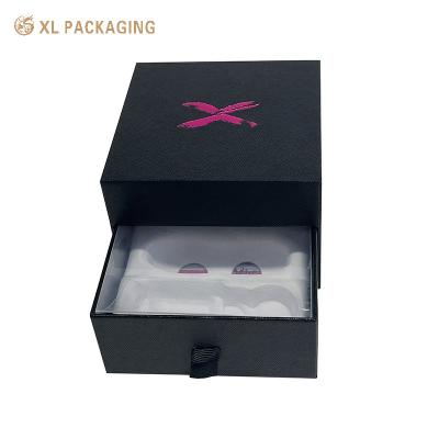 Logotipo personalizado em papel Caixa de perfume preta Embalagem Caixa de perfume vazia 2 camadas Caixa de presente cosmética