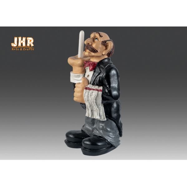 Polyresin Butler Sculpture Toilet Paper Holder Funny Resin Waiter Home Decoration