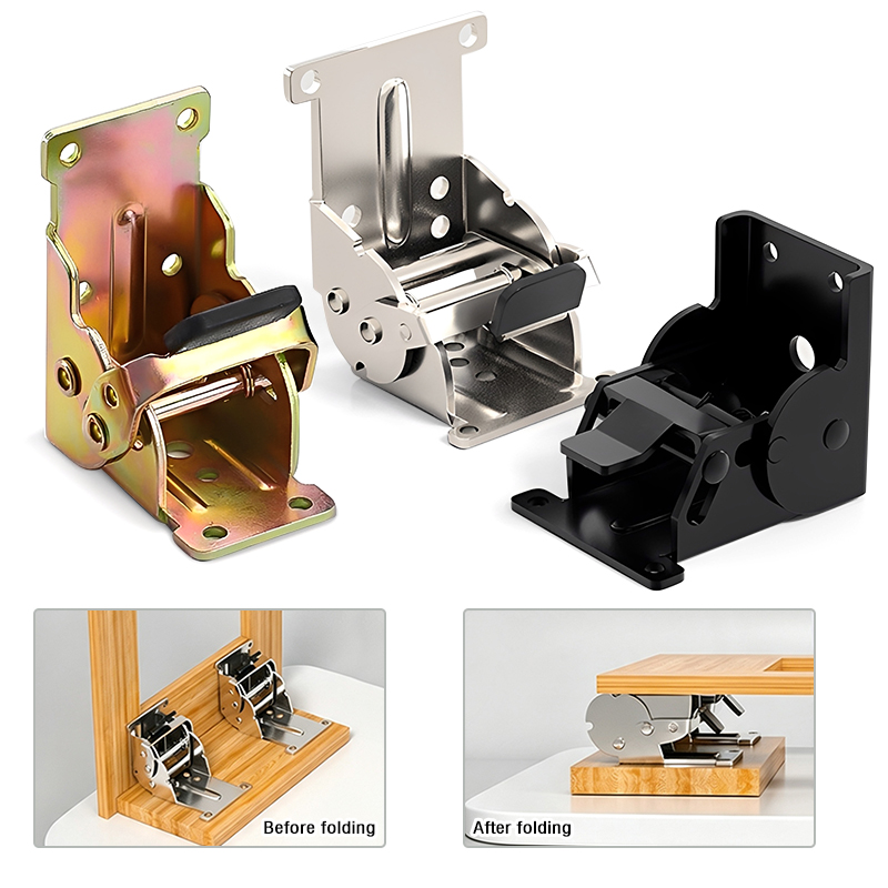 90 Degree Folding Self Locking Hinge Silver Table Leg Coffee Table Connecting Hinge Furniture Fixing Hardware Accessories