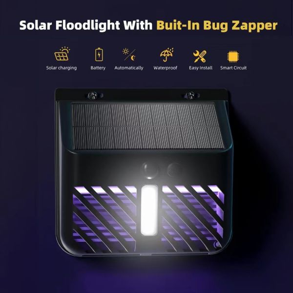 PIR Motion Sensor Solar Mosquito Killer Lamp Insect Repellent Fly Killer ABS Material