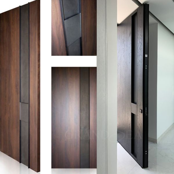 American Style High Quality Anti Theft Aluminum Solid Wood Metal Stainless Steel Security Front Entrance Pivot Door