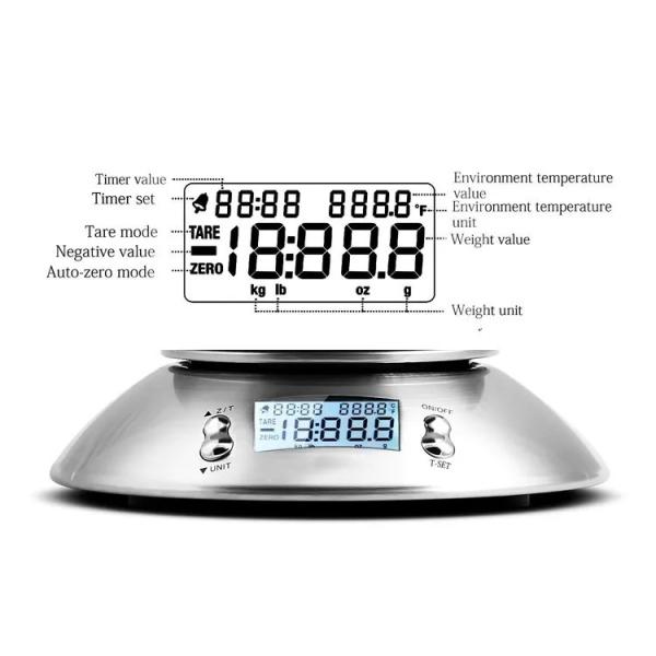 Balance de cuisine numérique 5kg/1g en acier inoxydable, rectangle, pour la cuisine, bol, batterie, pesée électronique