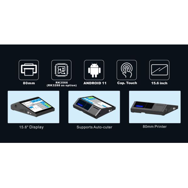 15.6 inch Touch Screen Windows Android 11 Wifi NFC RFID POS Terminal for Restaurants