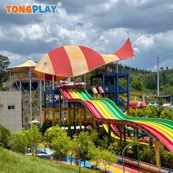 Adventure  Splash Water Playground ODM Fiberglass Pool Water Slide