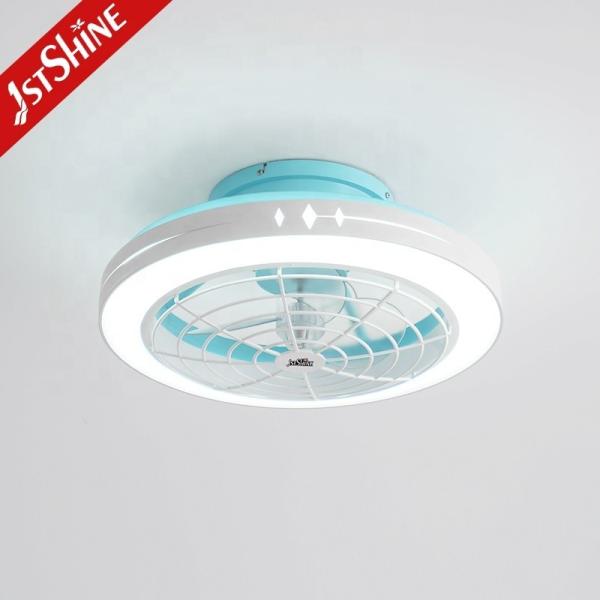 20 polegadas ABS azul lâmpadas de baixo perfil ventilador de teto com controle remoto e corpo de lâmpada de metal
