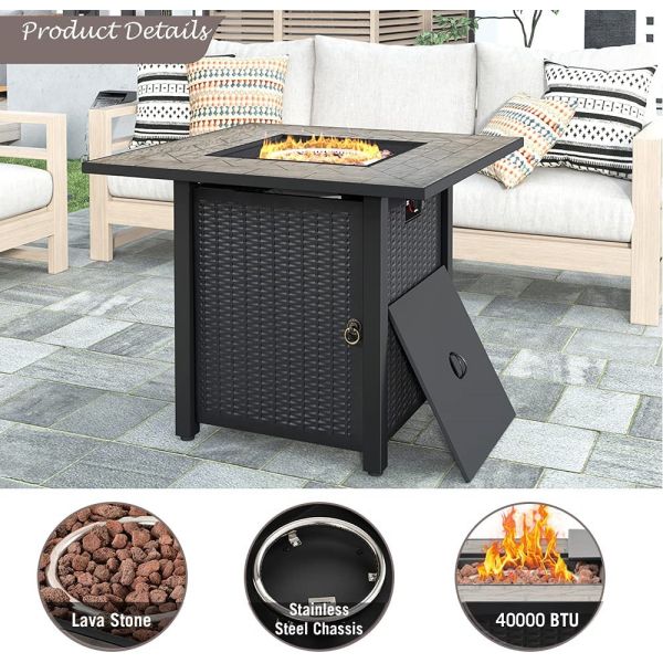 30 Inch Patio Heater Round Large Outdoor Natural Gas Firepit Square