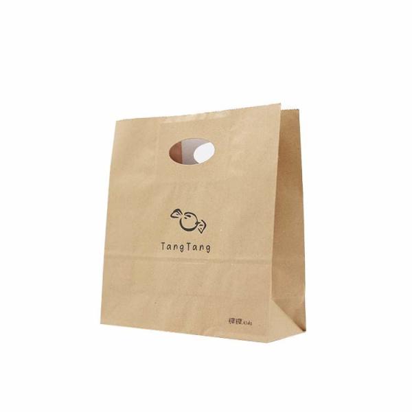 150grams Kraft Paper Handles Food Delivery Die Cut Paper Bags Customized