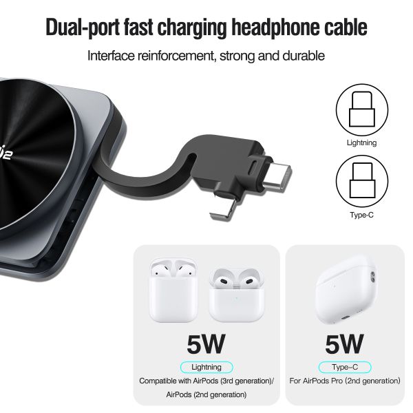 QI2 3 in 1 Portable Wireless Charging Station with 5V/3A 9V/3A Input and ABS Material