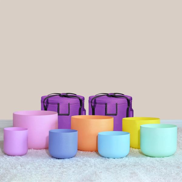 Pure Quartz Crystal Singing Bowl Set with Digital Musical Scale for Harmonic Resonance and Meditation