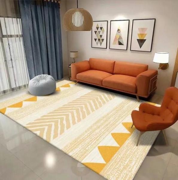 Rectangle Polyester Fiber Living Room Floor Carpet Stripping Special Style